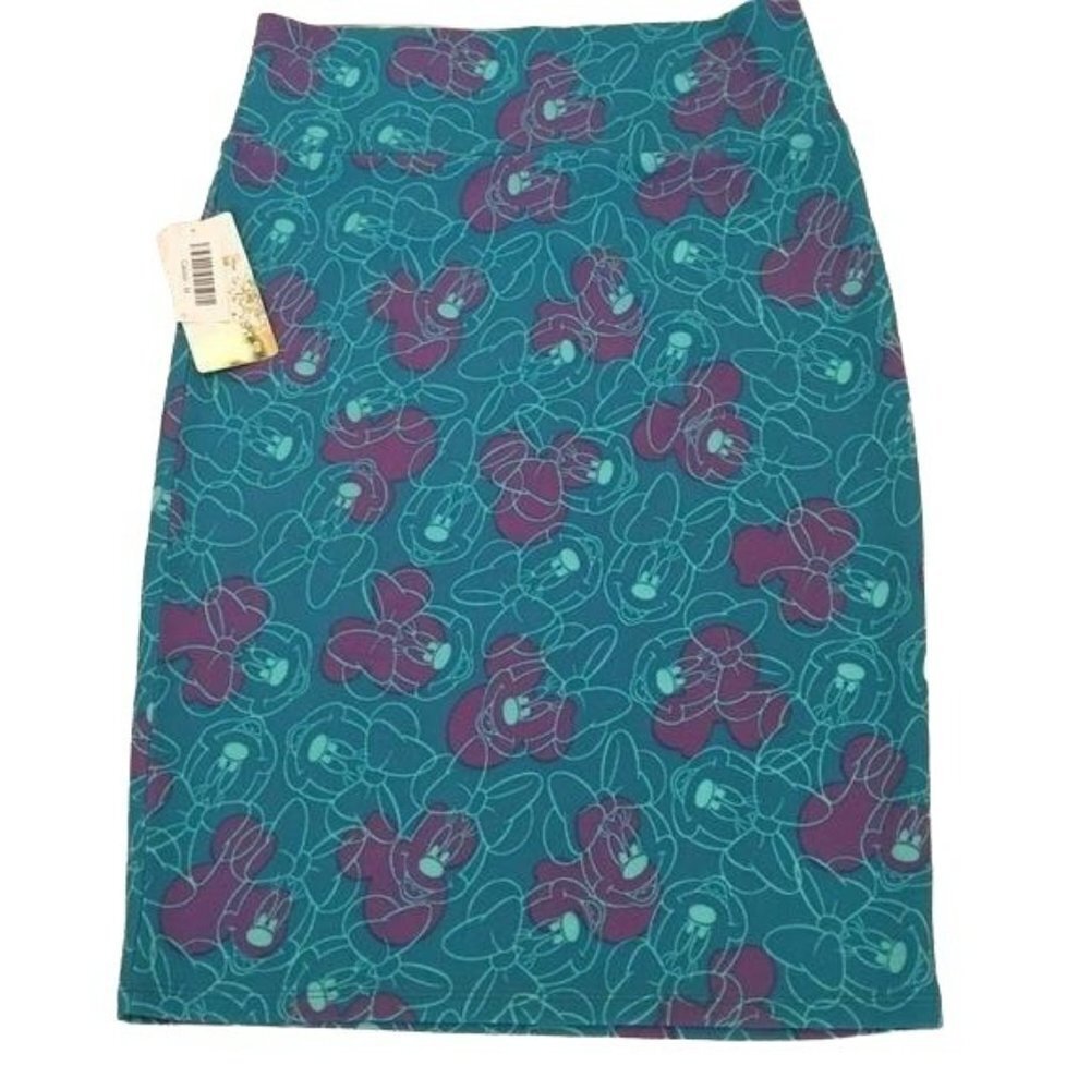 LuLaRoe Disney Minnie Mouse Teal Cassie Skirt NEW